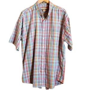 SUN RIVER XL MULTI COLOR PLAID WRINKLE RESISTANT SHORTSLEEVE BUTTON DOWN SHIRT